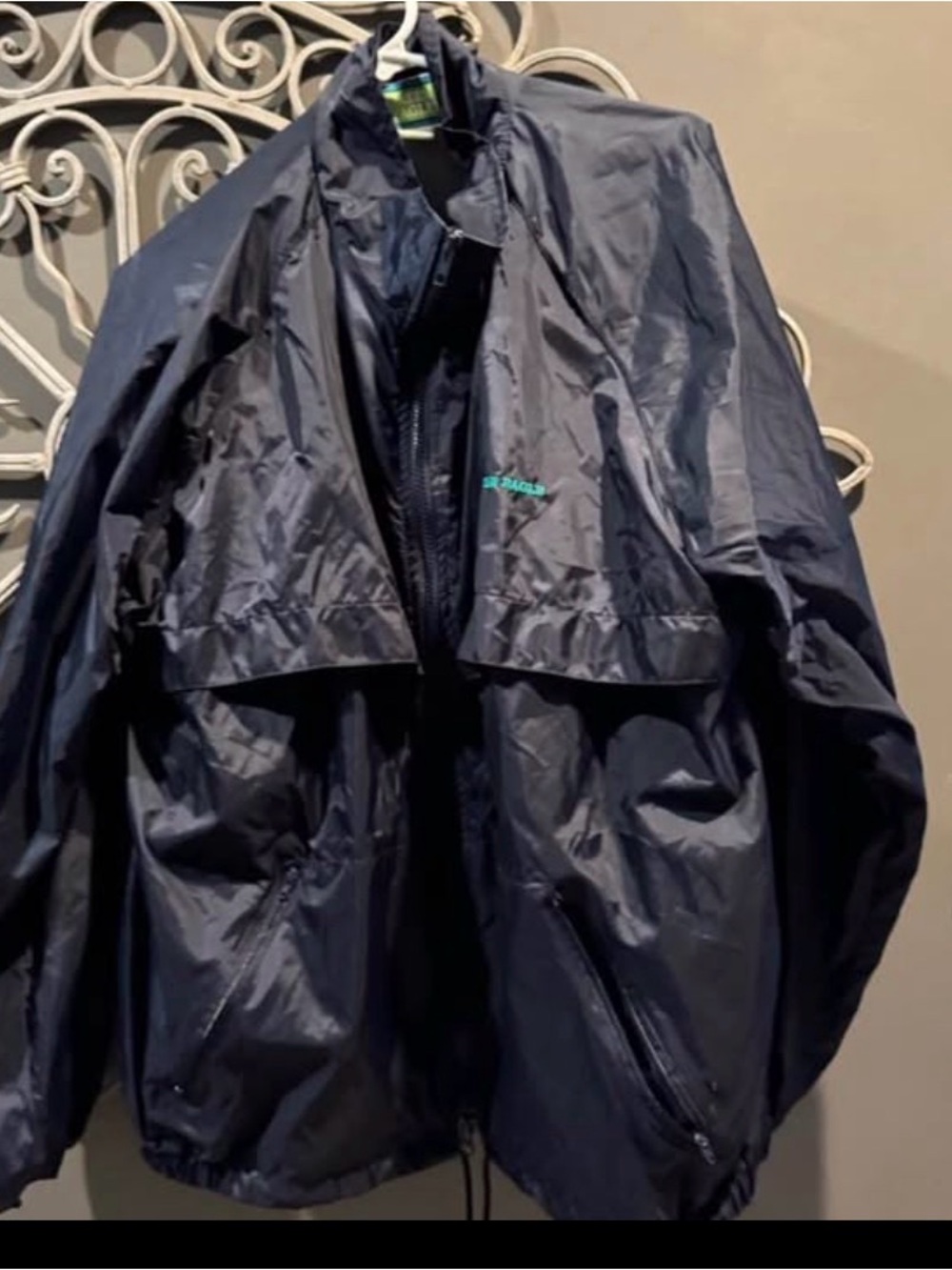 Men's Lightweight Navy Rain suit 2 pc green eagle sz XL